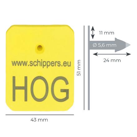 MS Hog耳標 STM金屬公頭 (100個) 43x51mm